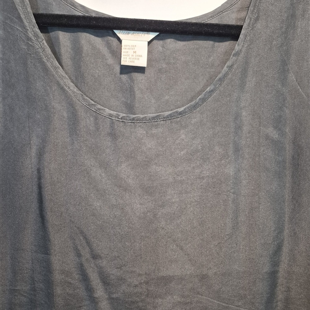 Ellen Asley Silk Tank Top Womens Md 90s Minimalist Grunge Lite Casual Goth - Picture 5 of 9